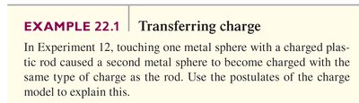 Metal rod connecting metal spheres, both spheres acquire charge