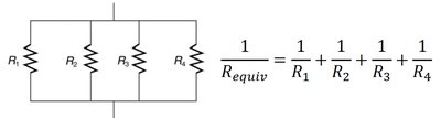 Parallel resistors with equivalent resistance equation