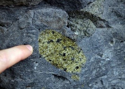 Peridotite nodule in volcanic rock