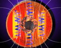 Computer simulation of Earth's magnetic field reversal
