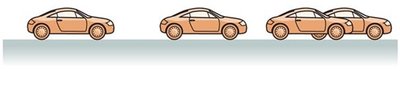 Motion diagram of a car stopping