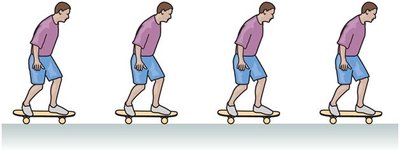 Motion diagram of a skateboarder at constant speed