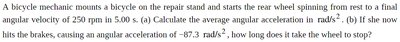 Example problem: bicycle wheel angular acceleration