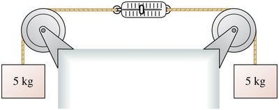 Pulley system with two masses