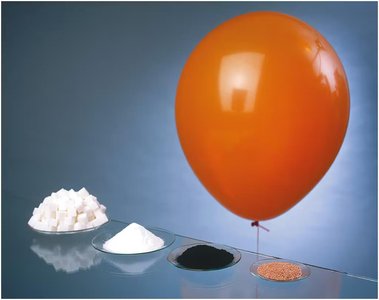 Mole concept with balloon and substances
