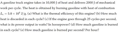 Thermal efficiency calculation