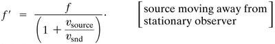 Equation for Doppler effect, source moving away from observer