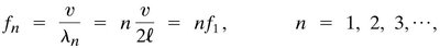 Equation for harmonics on a string