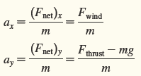 Equations for horizontal and vertical acceleration