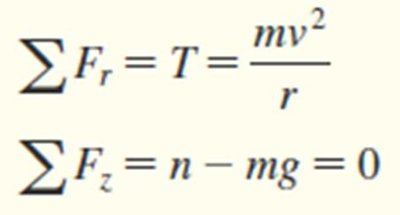 Equations for tension and normal force in circular motion