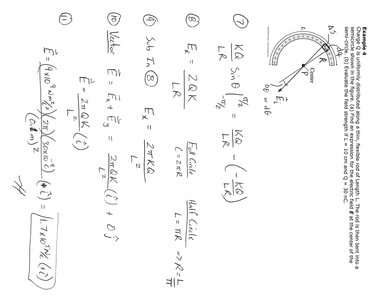 Handwritten worked example for electric field of a ring