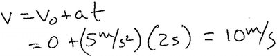 Calculation for velocity after 2 seconds