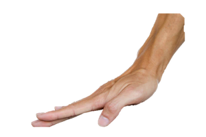 Hand smushed into the surface