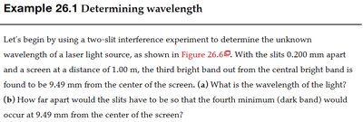Example 26.1: Determining wavelength in double-slit experiment