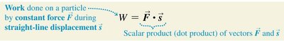 Equation for work as a dot product