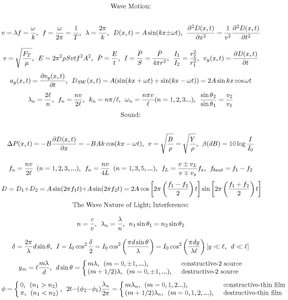 Wave Nature of Light: Interference equations