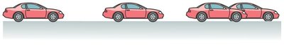 Motion diagram of a car slowing down