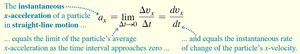 Equation for instantaneous acceleration with annotated terms