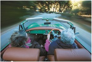 Car in motion, illustrating variable acceleration