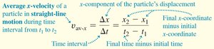 Equation for average x-velocity with annotated terms
