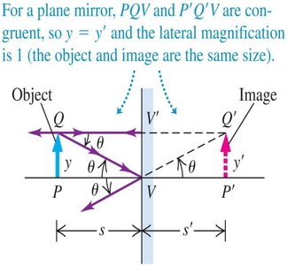 Lateral magnification in plane mirror