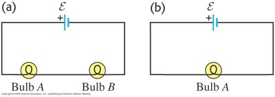 Circuit diagrams with two and one bulbs