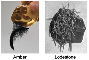 Amber and lodestone demonstrating electricity and magnetism