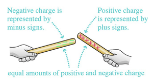 Charge diagram showing equal positive and negative charges