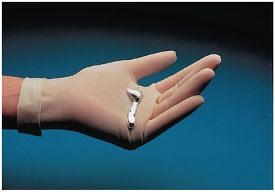Gallium melting in a gloved hand