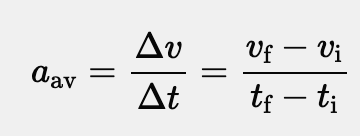 Equation for average acceleration