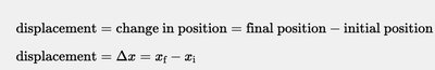 Equation for displacement as change in position