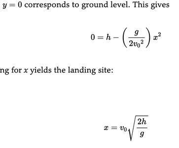 Projectile motion equations for general angle