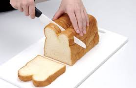 Cutting bread with a knife