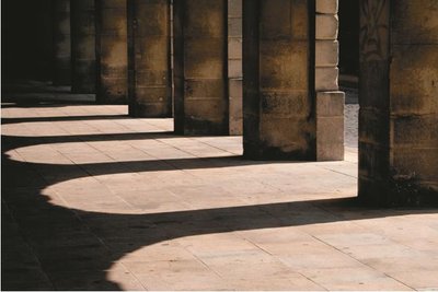 Sharp shadows formed by light passing through large windows