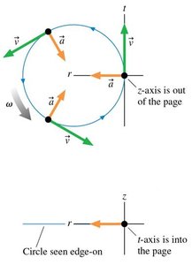 Circular motion with velocity and acceleration vectors