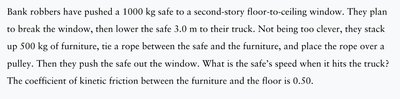Free-body diagram for the safe and furniture system