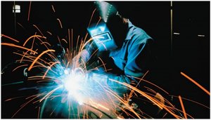 Welding arc illustrating electric potential energy in technology