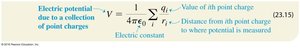 Electric potential due to a collection of point charges