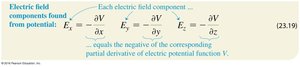 Electric field components from potential
