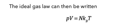Ideal gas law written as pV = NkBT