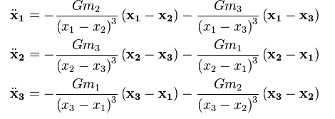 Three-body problem equations