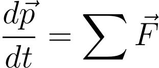 Equation of motion: dp/dt = sum F