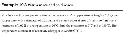 Example 19.3: Warm wires and cold wires