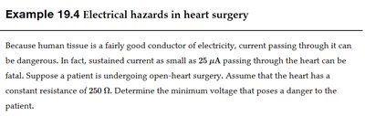 Example 19.4: Electrical hazards in heart surgery