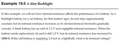 Example 19.5: A dim flashlight