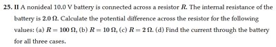 Problem: Battery and resistor circuit