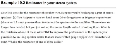 Example 19.2: Resistance in your stereo system