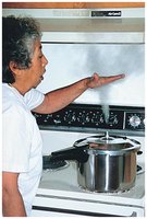 Person feeling cool air above steam due to convection