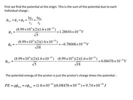 Potential energy of a proton at the origin