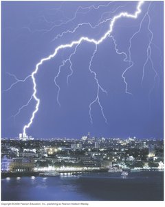 Lightning bolt as an example of large charge transfer